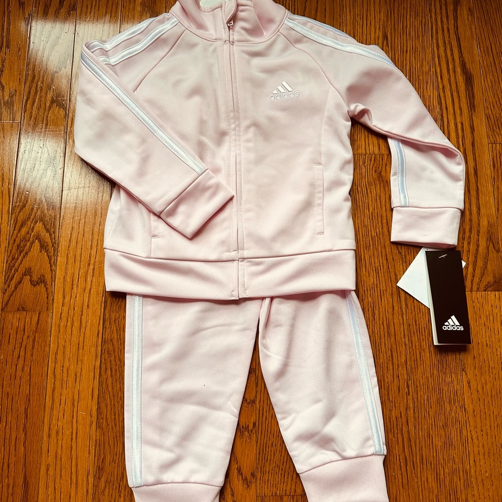 Adidas Light Pink Kids' Tracksuit with White Accents